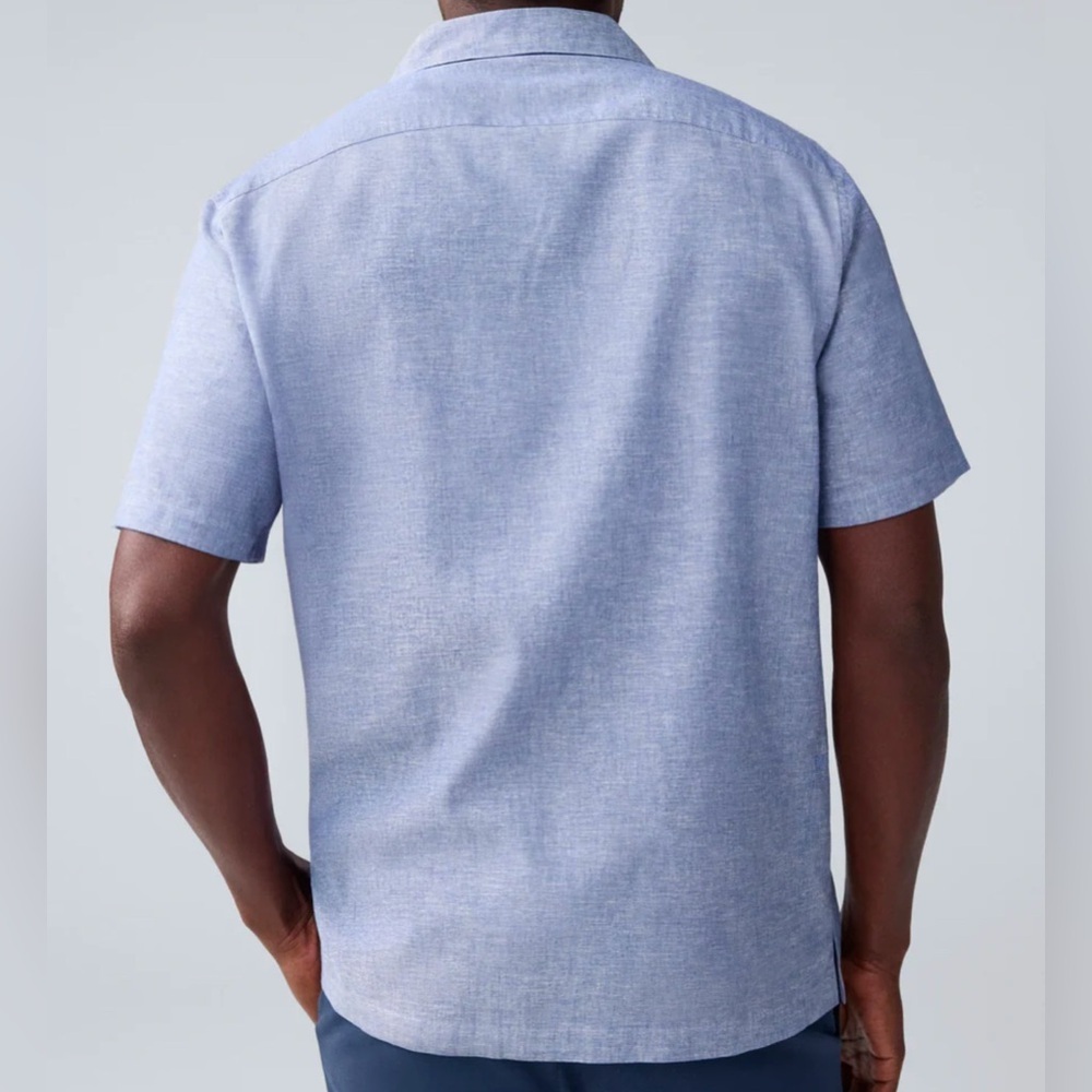 Mack Weldon Tech Linen Camp Shirt Men's Short Sleeve Shirt Wild Rapids X-Large - Picture 5 of 9